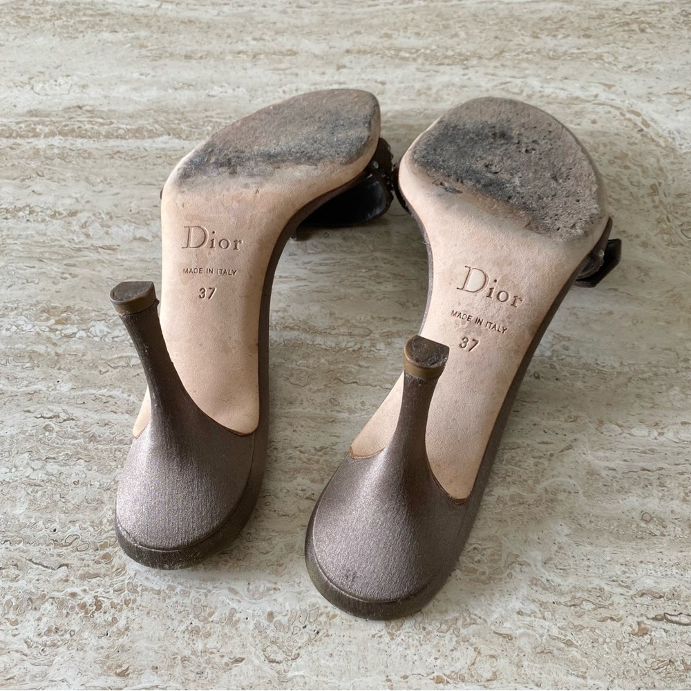 Vintage Dior Satin Crystal CD Sandal Mule Heels - Picture 10 of 10